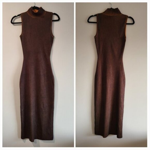 Zara Distressrd-Effect Knit Mock Turtleneck Dress Size Small - Picture 6 of 8